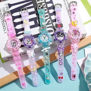 Cartoon Watch Kidsren Silicone 3D Strap Wrist Watch Cute Kumi Jade Dog Girl Quartz Watch
