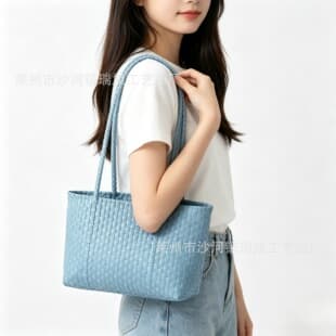Muji 26 New Style Woven Tote Bag for Women, Large Capacity Shoulder Handbag, Versatile for Commuting and Vacation, Fashionable and Simple Bag