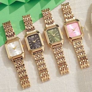 New Light Luxury Steel Band Women's Watch with Hands, Fashionable and Simple Square Quartz Watch for Female Students, Wholesale Large Dial