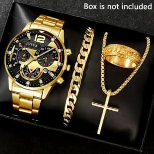 Foreign trade new fashion business men's watch calendar watch men's steel band wrist watch business cross-border explosive bracelet suit