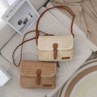 Retro Small Postman Crossbody Bag, High-End Straw Bag, Daily Versatile Woven Bag, Fashionable Summer Beach Bag for Women