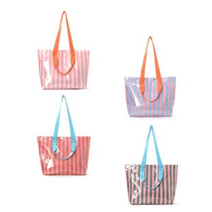 Qiao Mu Cross-Border Striped Tote Bag, Large Capacity, Lightweight Handbag, Stylish Commuter Portable Travel Shoulder Bag
