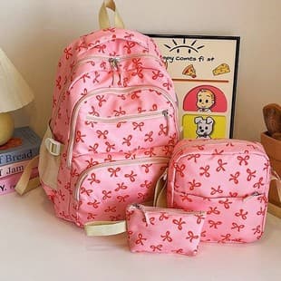 2025 New Three-Piece Bag Female College Student Bag Large Capacity Backpack Casual Travel Fashion Easiest for Match Backpack