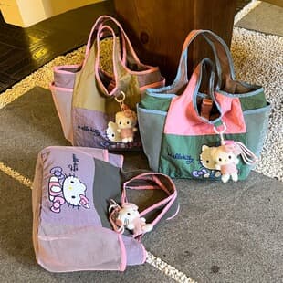 Japanese-Style Cute Cartoon Kt Cat Macaron Handbag Trendy Lightweight Commuter Tote Bag Large Capacity Mommy Bag