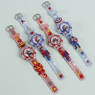 Watch Cartoon Colorful Luminous Children's Quartz Watch Spider-Man Boys and Girls Cartoon Digital Pointer Electronic Watch