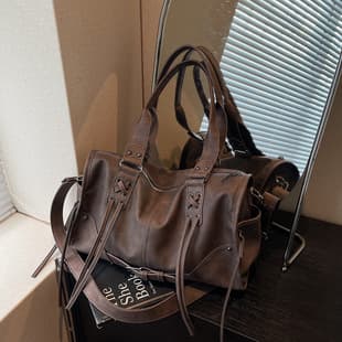 Large-Capacity Tote Bag for Women, Retro Soft Leather, 2026 Spring and Summer New Style, Versatile Handbag, Commuter Bag, Shoulder Bag, Leather Goods