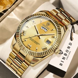 Binbang Watch Men's Non-Mechanical Watch Waterproof Log-Shaped Fashion Men's Watch Blue Cross-Border Couple Business Watch