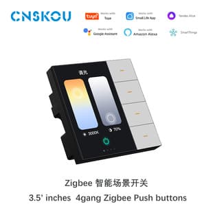 Tuya 3.5inch Screen 4-Digit Smart Switch Zigbee Button Whole House Control Smart Home Scene Switch