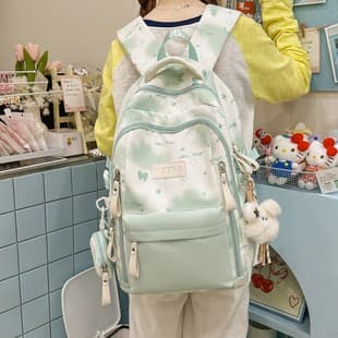 New Japanese-Style Ins High-Value Fresh Sweet Cute Butterfly Graffiti Backpack for Middle and High School Students Lightweight Backpack