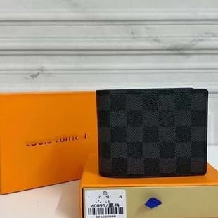 2025 New Men's Wallet, Plaid Men's Wallet, Short Leather Wallet, Simple and Stylish Trendy Brand Men's Wallet, Lv Style