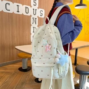 High-Looking Autumn and Winter New Cotton Clothing Backpack Korean Style Ins Small Fresh Bow Embroidered Middle School Student Backpack