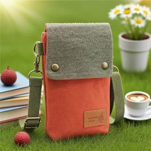 Export Export Cross-Border Products Pure Color Canvas 3-Layer Cross-Body Mobile Phone Bag Simple Fabric Women's Bag Wholesale