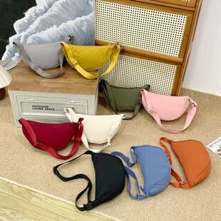 Cross-Border Women's Bag Japanese Style Solid Color Handbag Dumpling Bag Women's 2026 New Model Lightweight Crossbody Canvas Shoulder Bag
