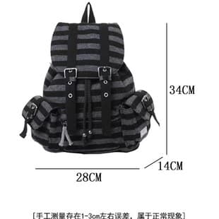 South Korea Niche Brand Women's High-end Sense Functional Style Retro Striped Backpack Large Capacity Casual Backpack Schoolbag
