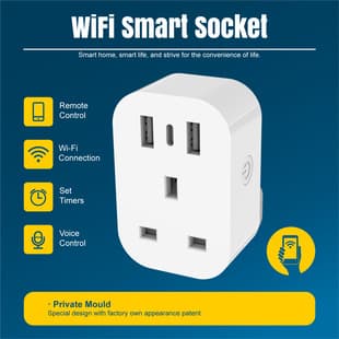 Lianduo foreign trade graffiti home British regulations when remote control 13A fast charging USB wifi smart socket plug