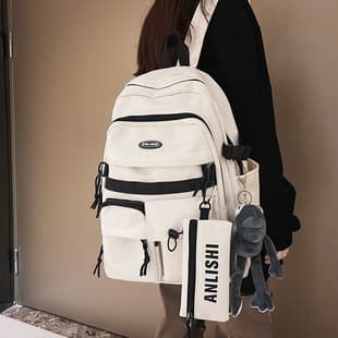 Lightweight Ins All-match Tooling Style Schoolbag for Women High-end Sense Large Capacity Japanese Backpack Travel Backpack for Men Cross-border