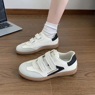 Wholesale Velcro Velcro Shoes 2025 New Casual White Shoes Simple College Style Foreign Trade Large Size German Training Shoes
