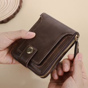 Cross-Border Men's Wallet Short Retro Fashion Multi-Card Slot Large Capacity Wallet Amazon Popular Coin Zipper Bag