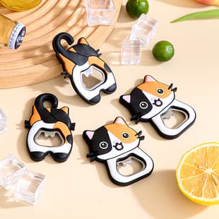 Cute Cat Bottle Opener Pvc Soft Rubber Magnetic Fridge Sticker Portable Beer Opener Soda Cap Remover