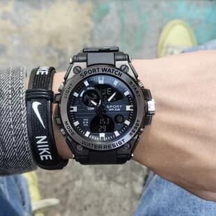 Foreign Trade Explosive Fashion Personalized Multifunctional Watch Male Student Double Display Waterproof Luminous Outdoor Sports Electronic Watch