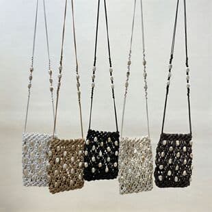 Summer New Style Bohemian Beaded Wax Rope Mobile Phone Bag, High-End Niche Crossbody Bag, Versatile Holiday Crossbody Bag for Women