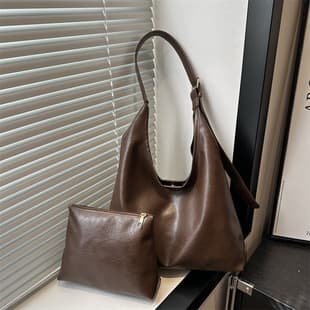 Fashionable Soft Leather Texture Handbag, Women's Simple Commuter Tote Bag, Large Capacity Retro Casual Mother-Daughter Bag