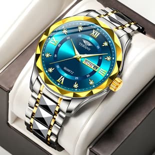 Watch Men's Chinese and English Calendar Diamond Case Luminous Waterproof Fashion Foreign Trade Simple in stock Quartz Watch Solid Belt
