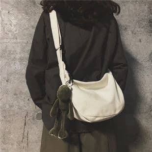 Canvas Crossbody Bag Men's Student Trendy Women's Ins Brand Hip-Hop Japanese Style Casual Joker Small Satchel Single