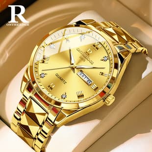 2026 Rui Zhi Yuan New Model Gold Swiss Luxury Men's Watch with Steel Band, High-End Waterproof Quartz Watch