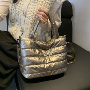 2025 Casual Cotton Bag Winter New Embroidery Space Cotton Shoulder Handbag Fashion Casual Glossy Crossbody Bag