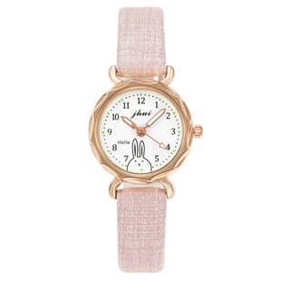 Watch for Girls with Small Diamond-Shaped Dial, Cute Rabbit Watch for Middle and High School Students, Ins-Style Elegant Women's Wristwatch