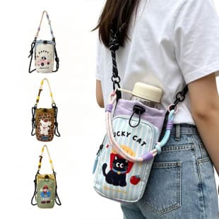 Dopamine Water Bottle Bag Outdoor Leisure Commuting Crossbody Bag Earphone Phone Bag Student Portable Coin Storage Bag