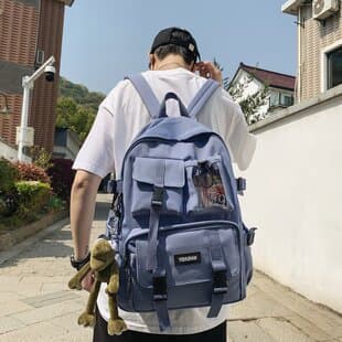 2026 Workwear Backpack Large Capacity Trendy Cool Student School Bag Casual Versatile Cute Pendant Fashion Unisex Backpack