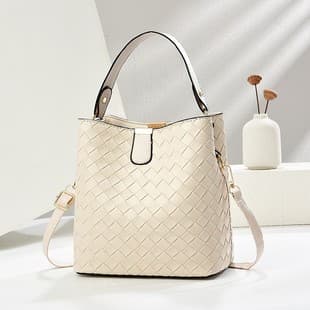 This Year's Popular 2025 Hot Style Textured Woven Casual Hand-Held Bucket Bag Large Capacity Soft Leather Single Shoulder Crossbody Bag for Women