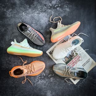 Yezi Yeezy Coconut Shoes Men's 350V2 Putian Really Explosive Casual Sports Running Shoes Gypsophila Reflective