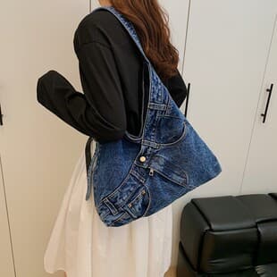 Denim Canvas Bag Women's Bag 2026 New Fashion Versatile Shoulder Bag Casual Tote Bag