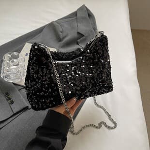 Sequin Chain Small Bag for Women 2024 Spring Ins Luggage Bag Dumpling Bag Women's Bag Summer Versatile High-End Style