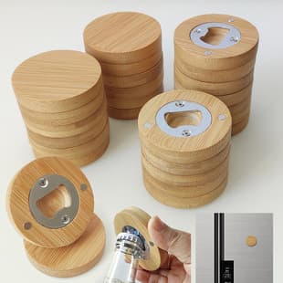 Japanese-Style Bamboo Bottle Opener Magnetic Wooden Fridge Magnet Simple Natural Wood Opener with Engraving for Home Use