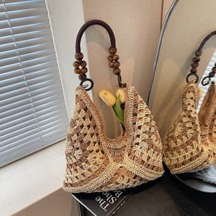 Super Popular Instagram-Style Lazy Woven Straw Bag for Women, Large Capacity Bohemian Style Beach Bag for Seaside Vacation