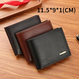 New Men's Wallet Men's Short Wallet Fashion Casual Litchi Pattern Soft Wallet Multi-Card Large Capacity Small Wallet