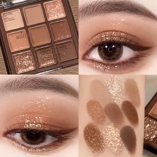 MUGE LEEN Nine-color Chocolate Eyeshades Plate ins Super Fire Earth Color Pearlescent Matte Glitter Exquisite No Makeup