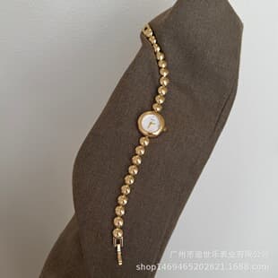 Naidu Second-Hand Small Gold Bead Watch for Women, Simple Small Dial, Thin Bracelet, Elegant Ladies' Watch, High-End Watch