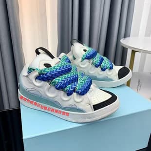 Lanvin Curb Sneakers Men Women White Mint Green Color Block Skate Shoes Thick Braided Zigzag Laces Luxury Leather Casual Platform Trainers Drop Shipping Wholesale For AliExpress Sellers
