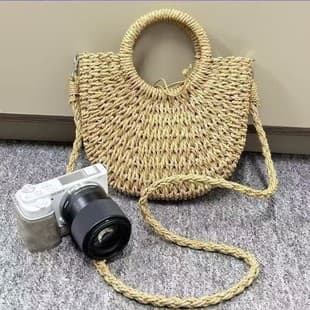Foreign Trade Dropshipping Crossbody Woven Bag Handbag Handwoven Bag Crossbody Mobile Phone Bag Handbag Straw Bag