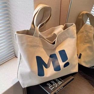 Canvas Bag Women's Large Capacity Strong Supermarket Shopping Bag Simple All-match 2024 New Shoulder Hand Tote Bag