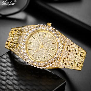 MISSFOX watch high-end brand Starry Diamond Men's quartz watch fashion full diamond watch manufacturer