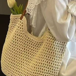 2026 Summer Woven Bag New Style Hollow-Out Tote Large Capacity Single-Shoulder Beach Vacation Travel Handbag Straw Woven
