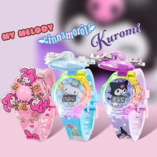 Wholesale Wholesale Children's Cartoon Music Watch Colorful Luminous Rotating Top Cartoon Electronic Watch Toy