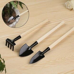 Household Flower Planting Small Shovel Gardening Tool Set of Three Pieces for Green Plants, Succulents, Soil Loosening, Iron Shovel, Iron Trowel, Potted Plant Flower Shovel
