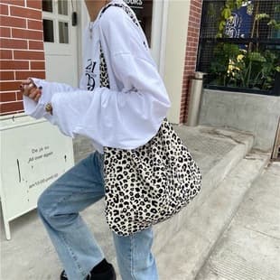 Japanese and Korean Ins Modern Small Leopard Print Crossbody Bag Female Students Versatile Cloth Bag Foreign Style Single Shoulder Canvas Bag